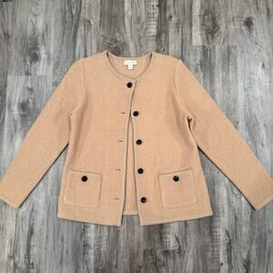 Appleseeds 100% Wool Button Up Cardigan Womens S Camel Tan Vintage
